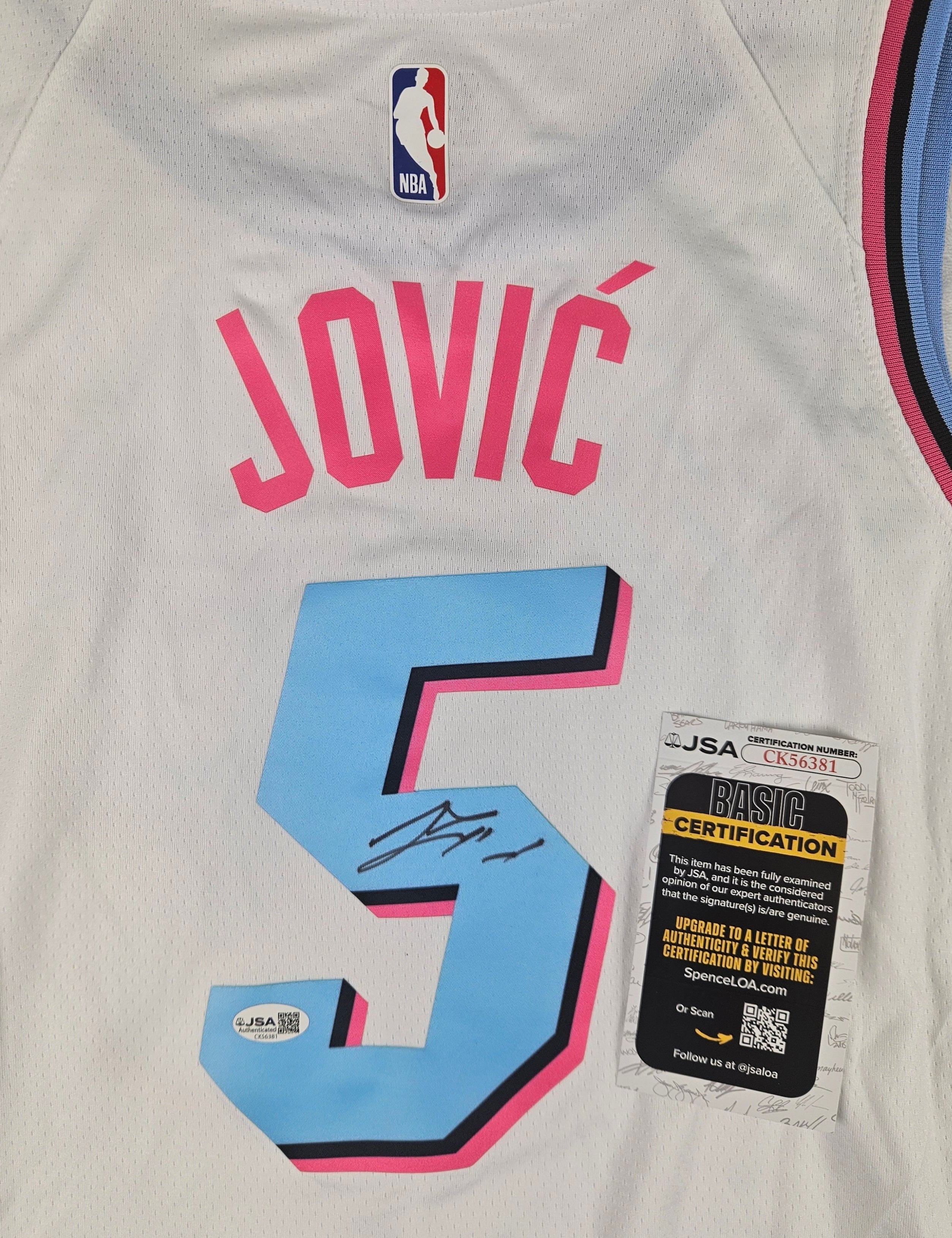Nikola Jovic Signed Autographed Miami Heat White Jersey JSA COA