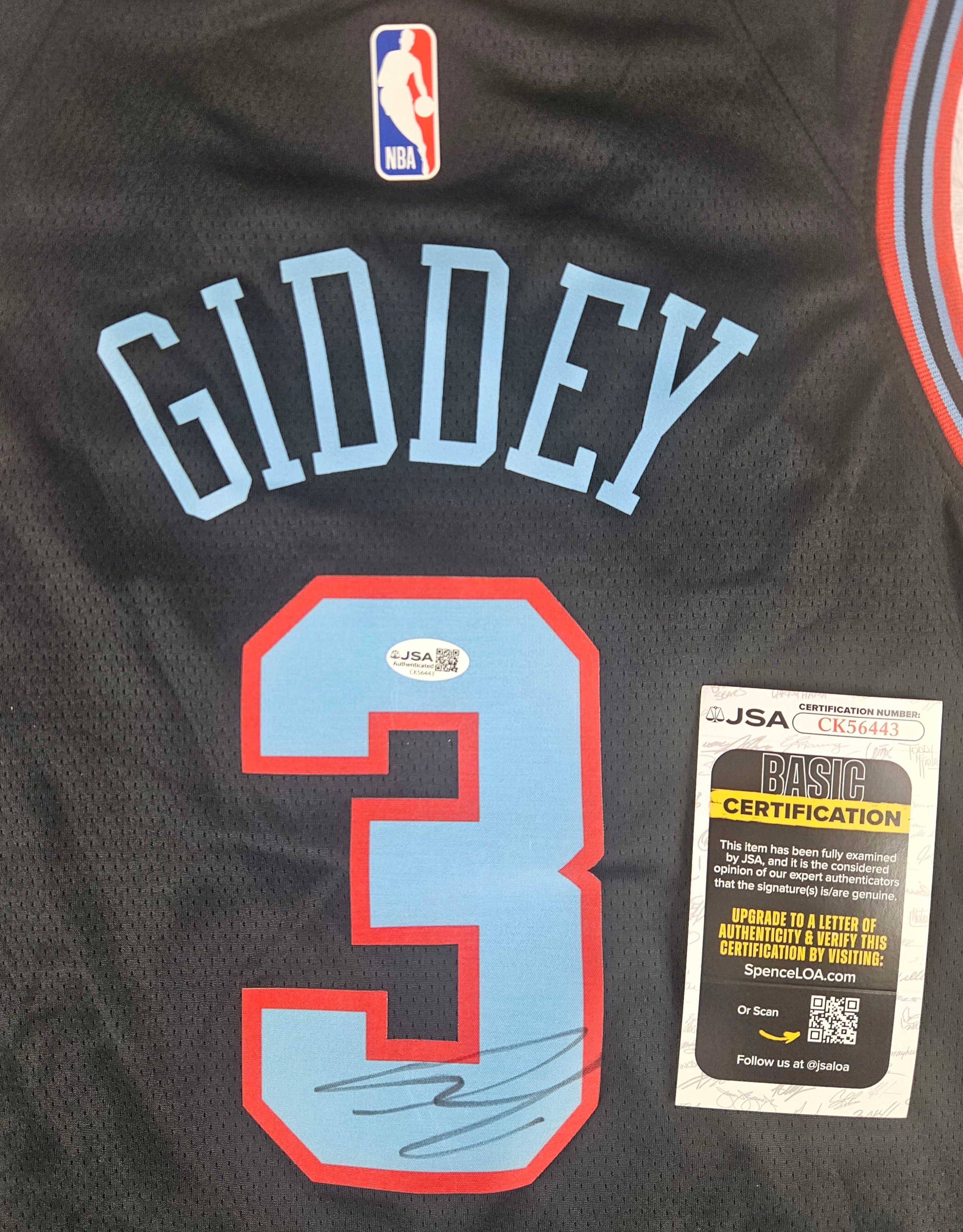 Josh Giddey Signed Autographed Chicago Bulls Jersey JSA COA