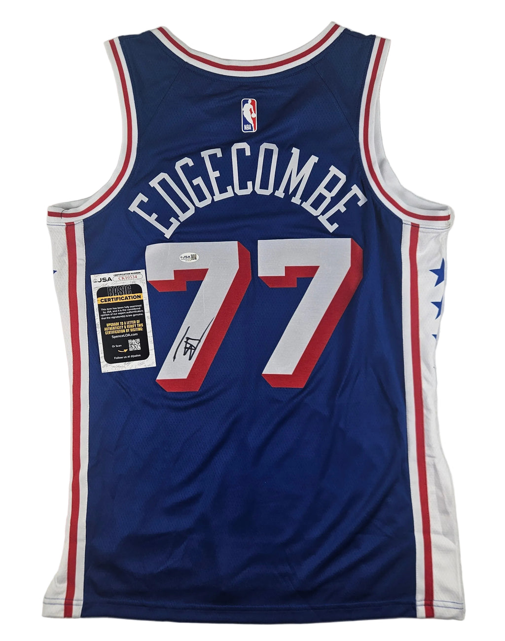 VJ Edgecombe Signed Autographed Philadelphia 76ers Jersey JSA COA
