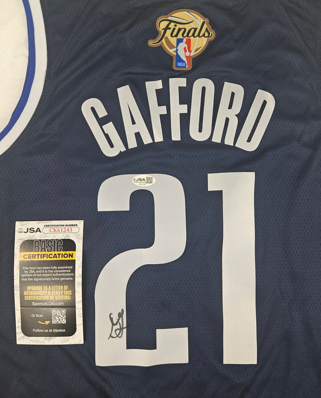 Daniel Gafford Signed Dallas Mavericks Jersey Autographed JSA COA