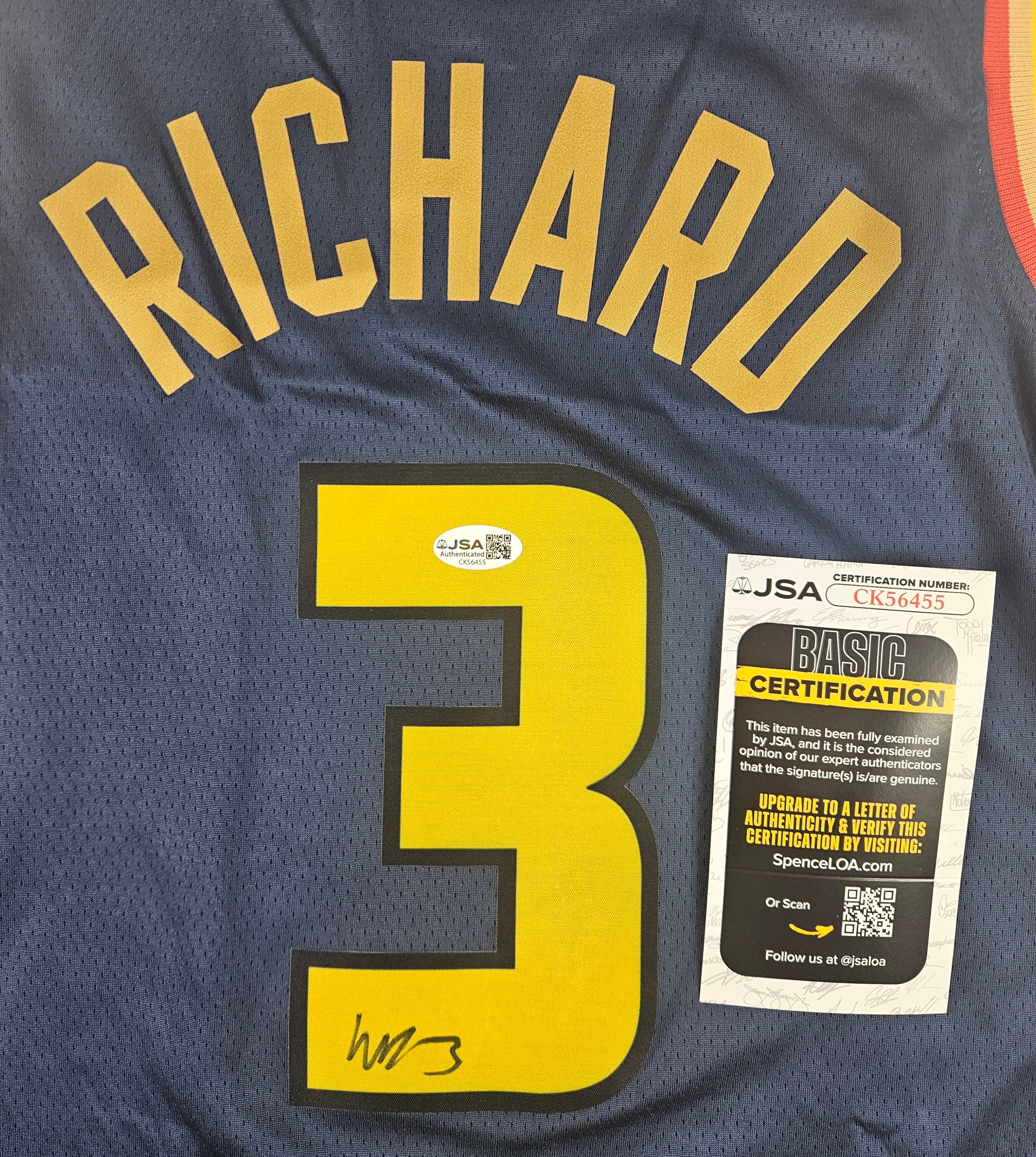 Will Richard Signed Autograph Golden State Warriors Dark Blue Jersey JSA COA
