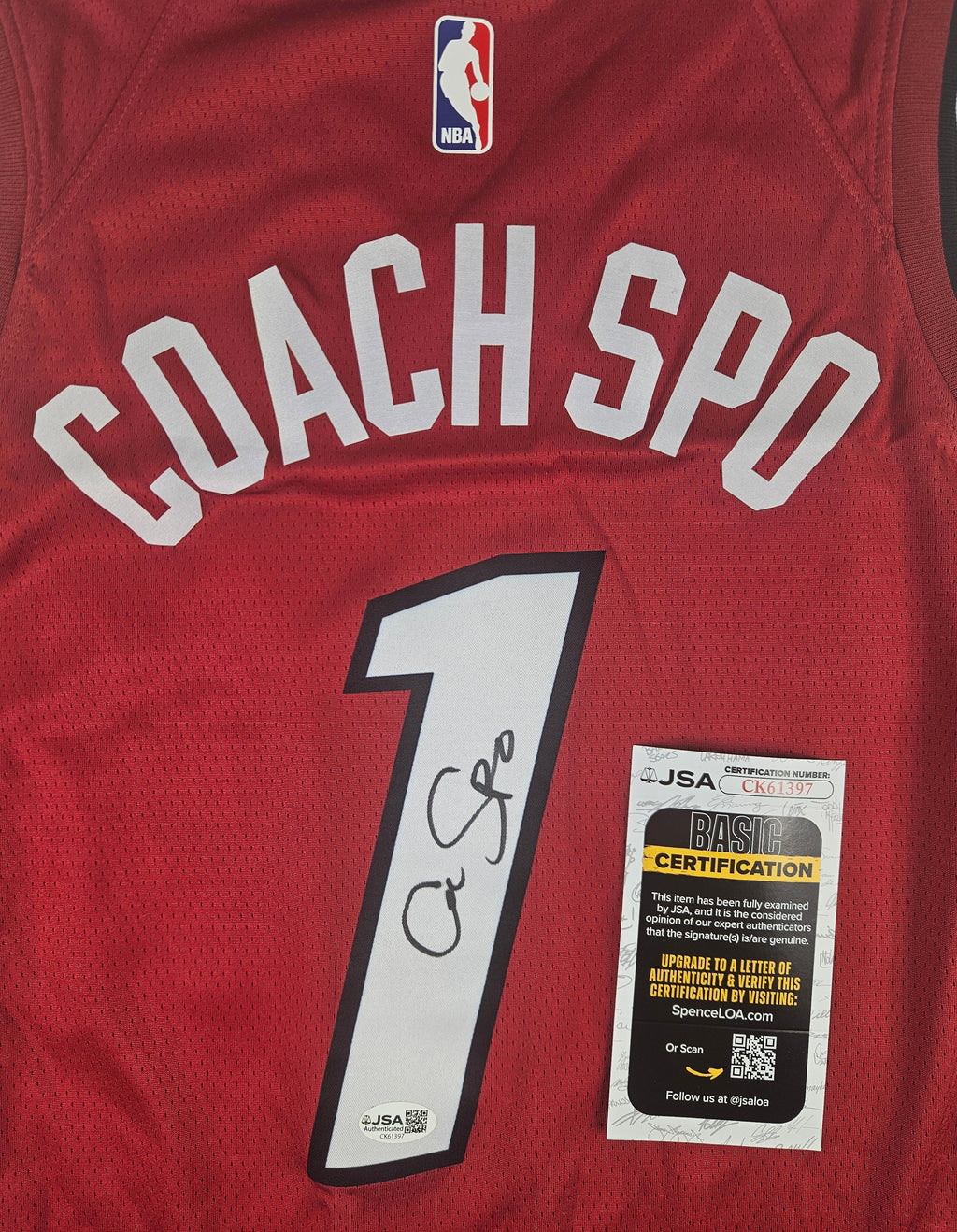 Erik Spoelstra Signed Autographed Miami Heat Coach Spo Jersey JSA COA