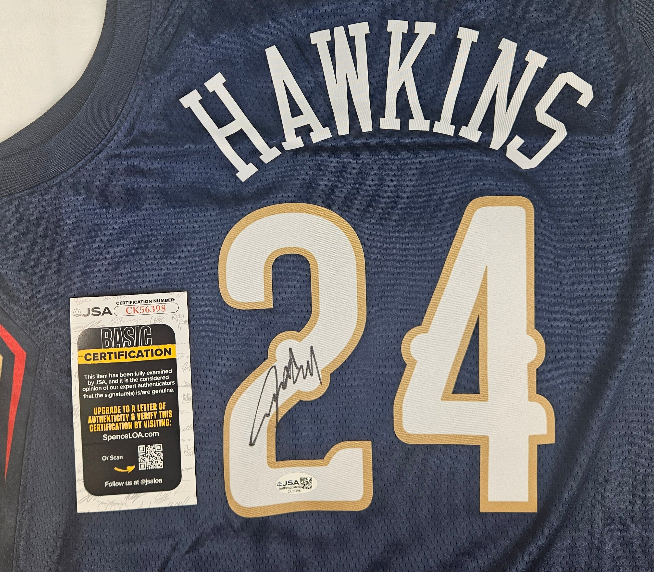Jordan Hawkins Signed Autographed New Orleans Pelicans Jersey JSA COA