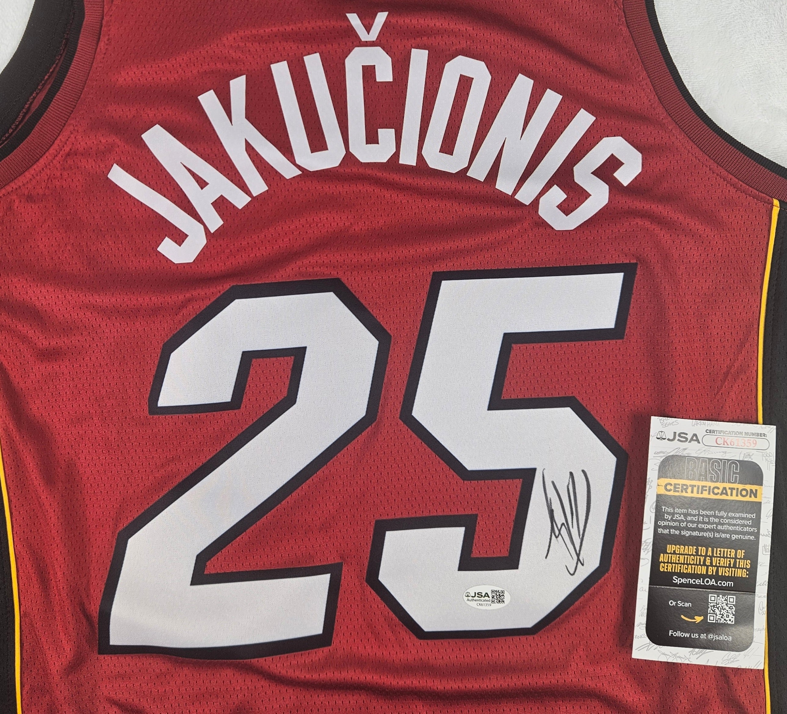 Kasparas Jakucionis Signed Autographed Miami Heat Jersey JSA COA