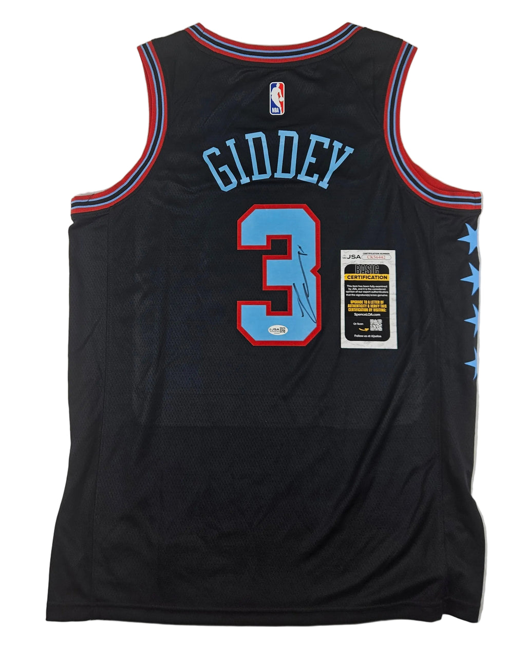 Josh Giddey Signed Autographed Chicago Bulls Black Jersey JSA COA