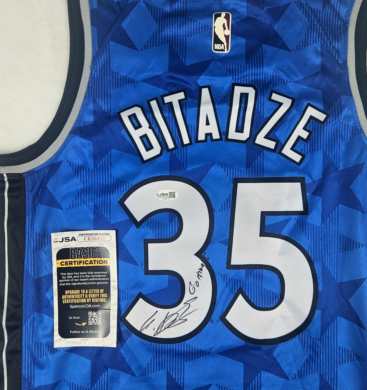 Goga Bitadze Signed Autographed Orlando Magic Jersey JSA COA