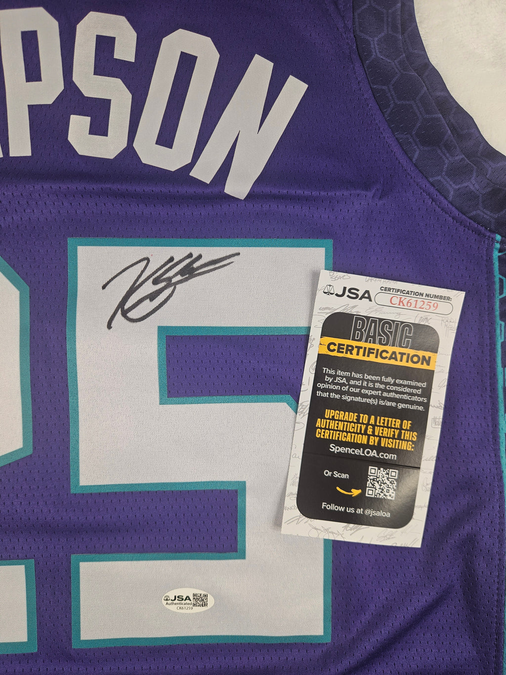 KJ Simpson Signed Autographed Charlotte Hornets Jersey JSA COA