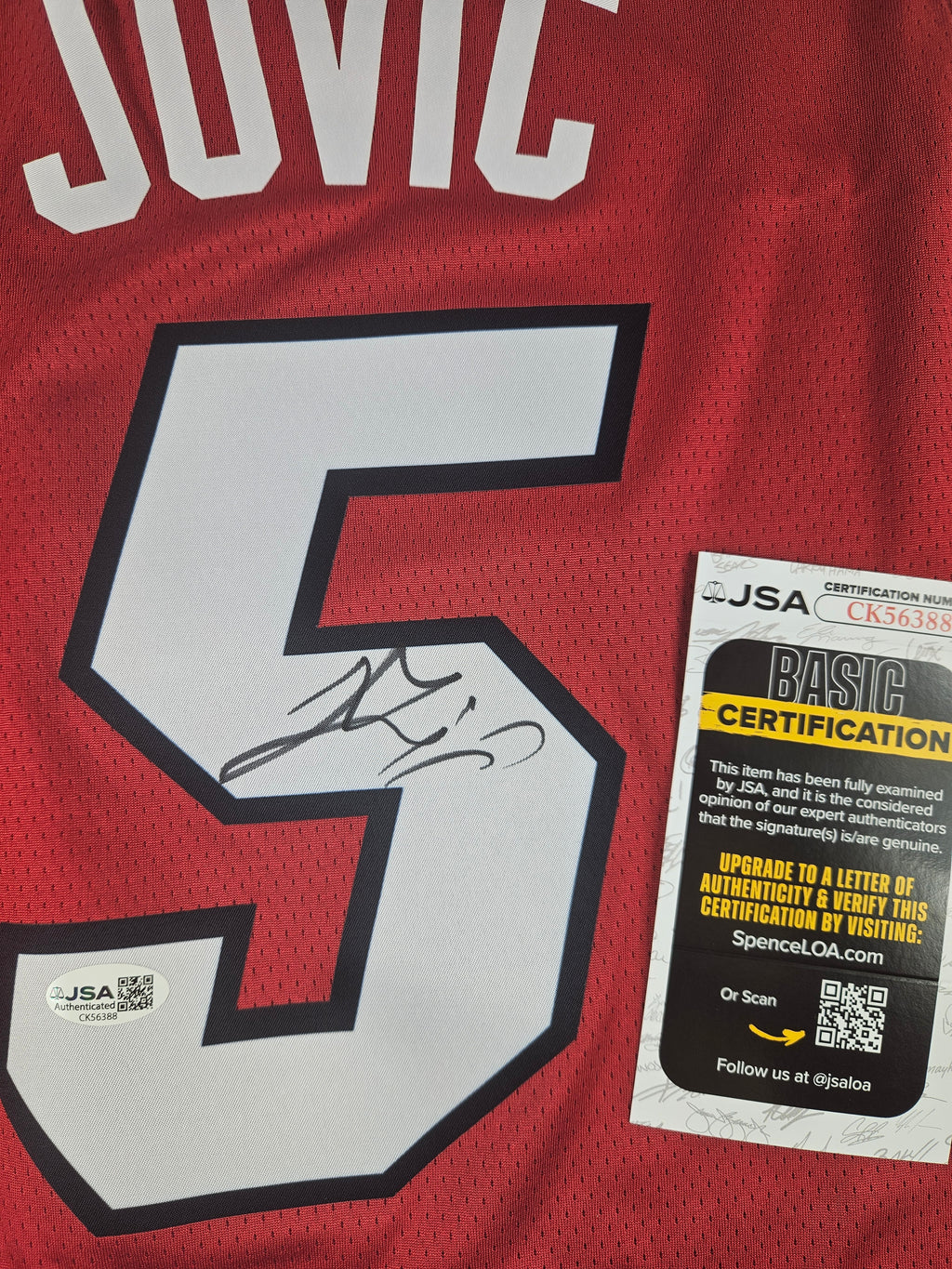 Nikola Jovic Signed Autographed Miami Heat Red Jersey JSA COA