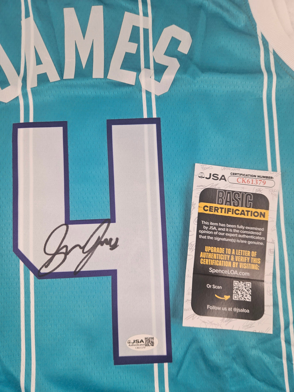 Sion James Signed Autographed Charlotte Hornets Teal Jersey JSA COA
