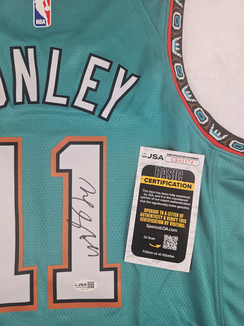 Mike Conley Signed Autographed Vancouver Grizzlies Jersey JSA COA