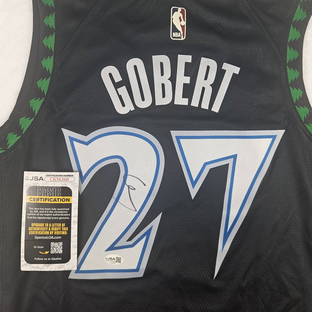 Rudy Gobert Signed Autographed Minnesota Timberwolves Black Jersey JSA COA
