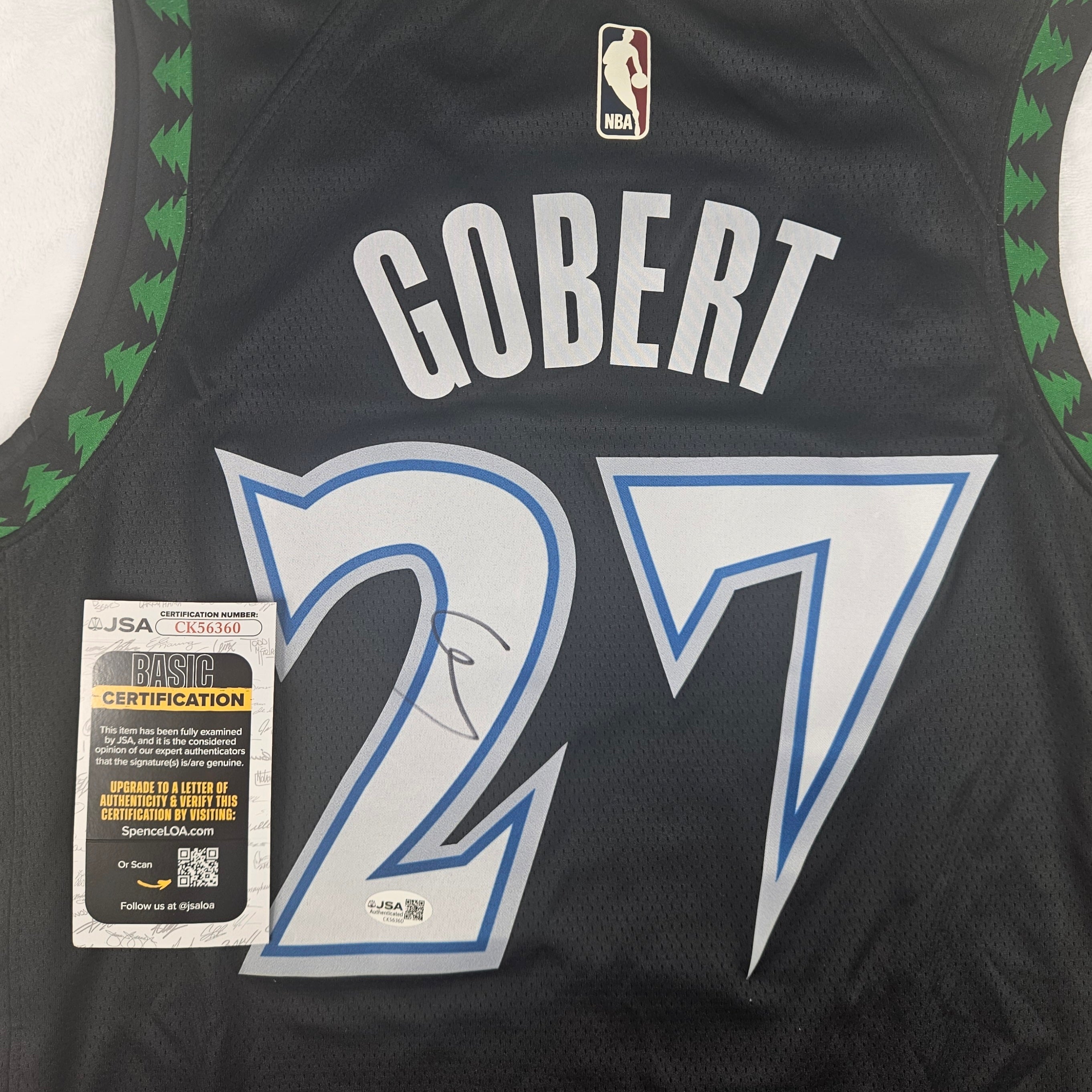 Rudy Gobert Signed Autographed Minnesota Timberwolves Black Jersey JSA COA
