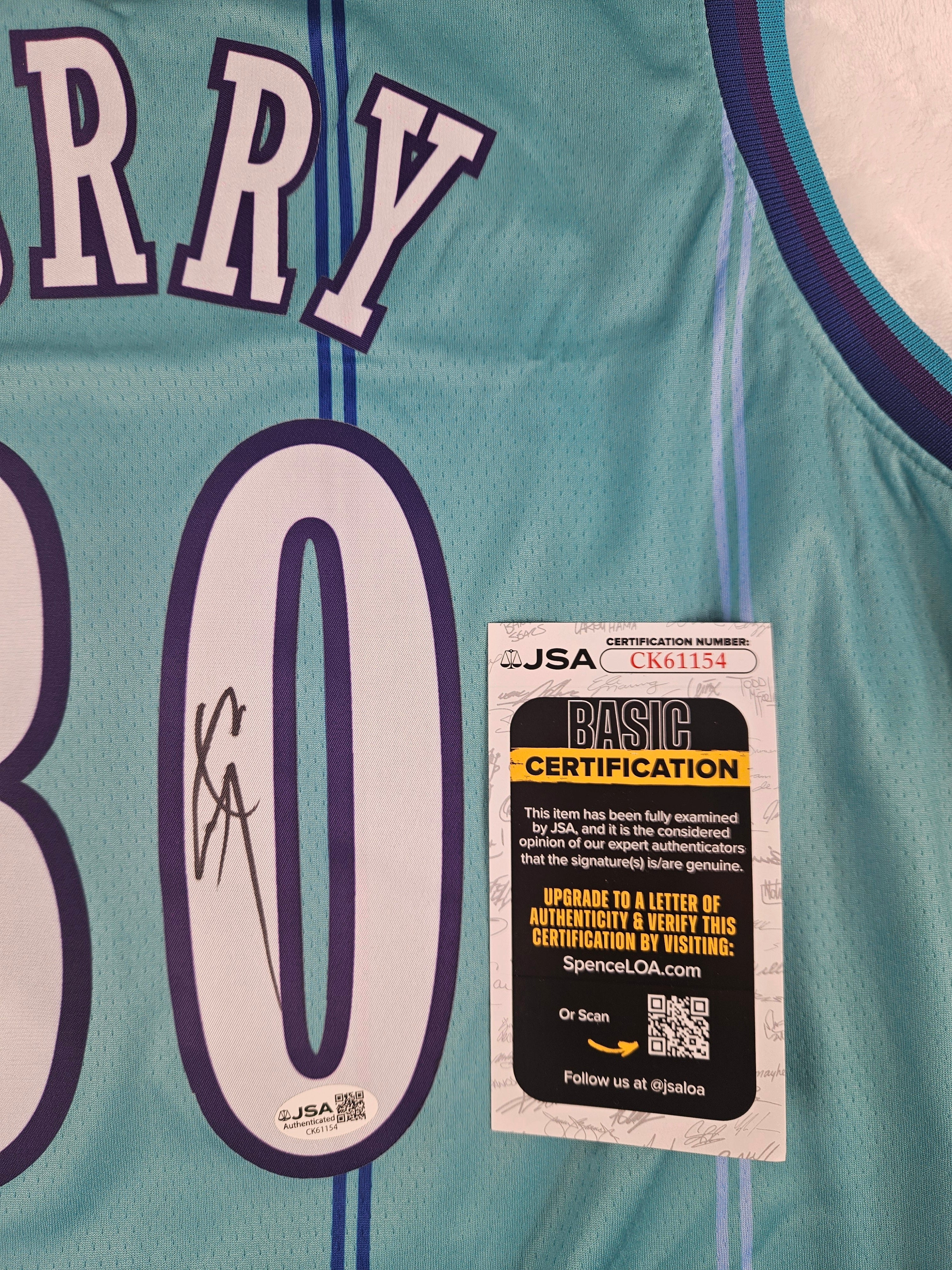 Dell Curry Signed Autographed Charlotte Hornets Teal Jersey JSA COA