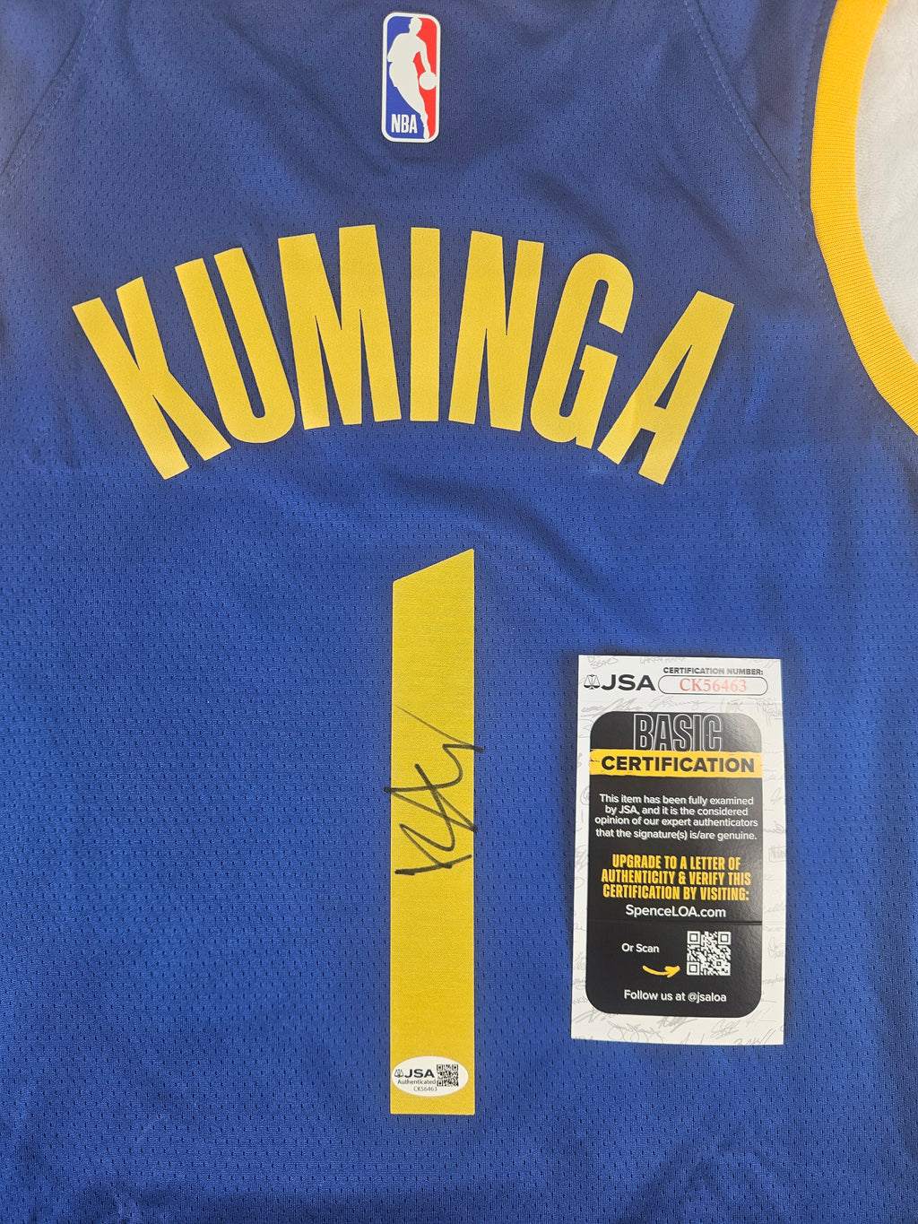 Jonathan Kuminga Signed Autograph Golden State Warriors Jersey JSA COA