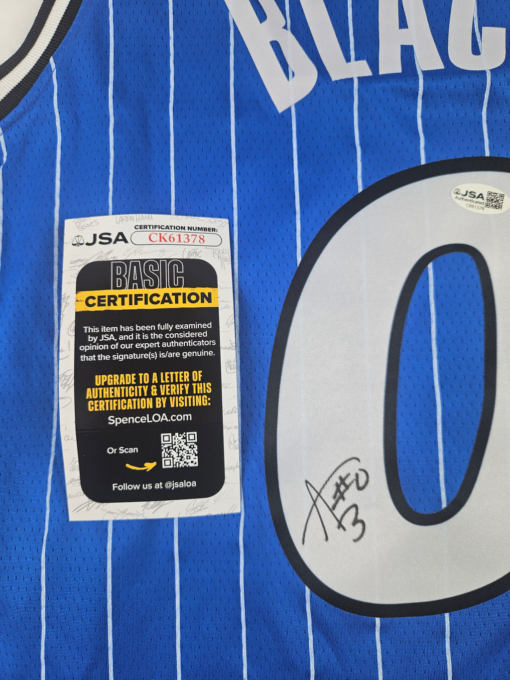 Anthony Black Signed Autographed Orlando Magic Jersey JSA COA
