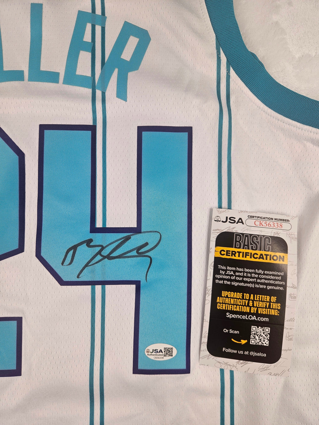 Brandon Miller Signed Autographed Charlotte Hornets White Jersey JSA COA