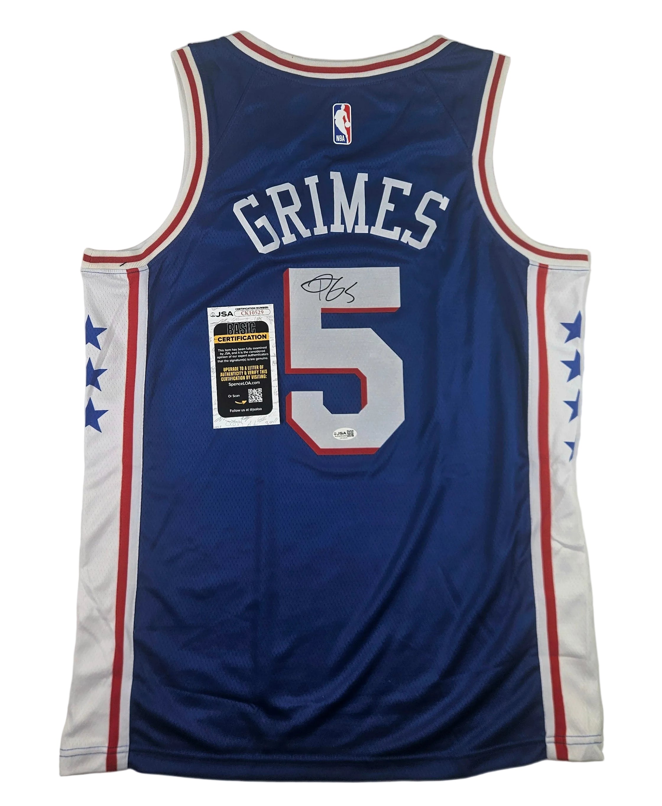 Quentin Grimes Signed Autographed Philadelphia 76ers Blue Jersey JSA COA