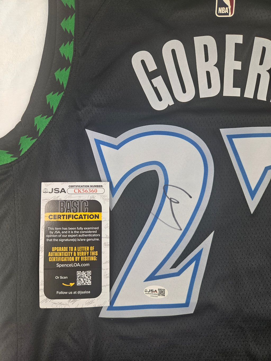 Rudy Gobert Signed Autographed Minnesota Timberwolves Black Jersey JSA COA