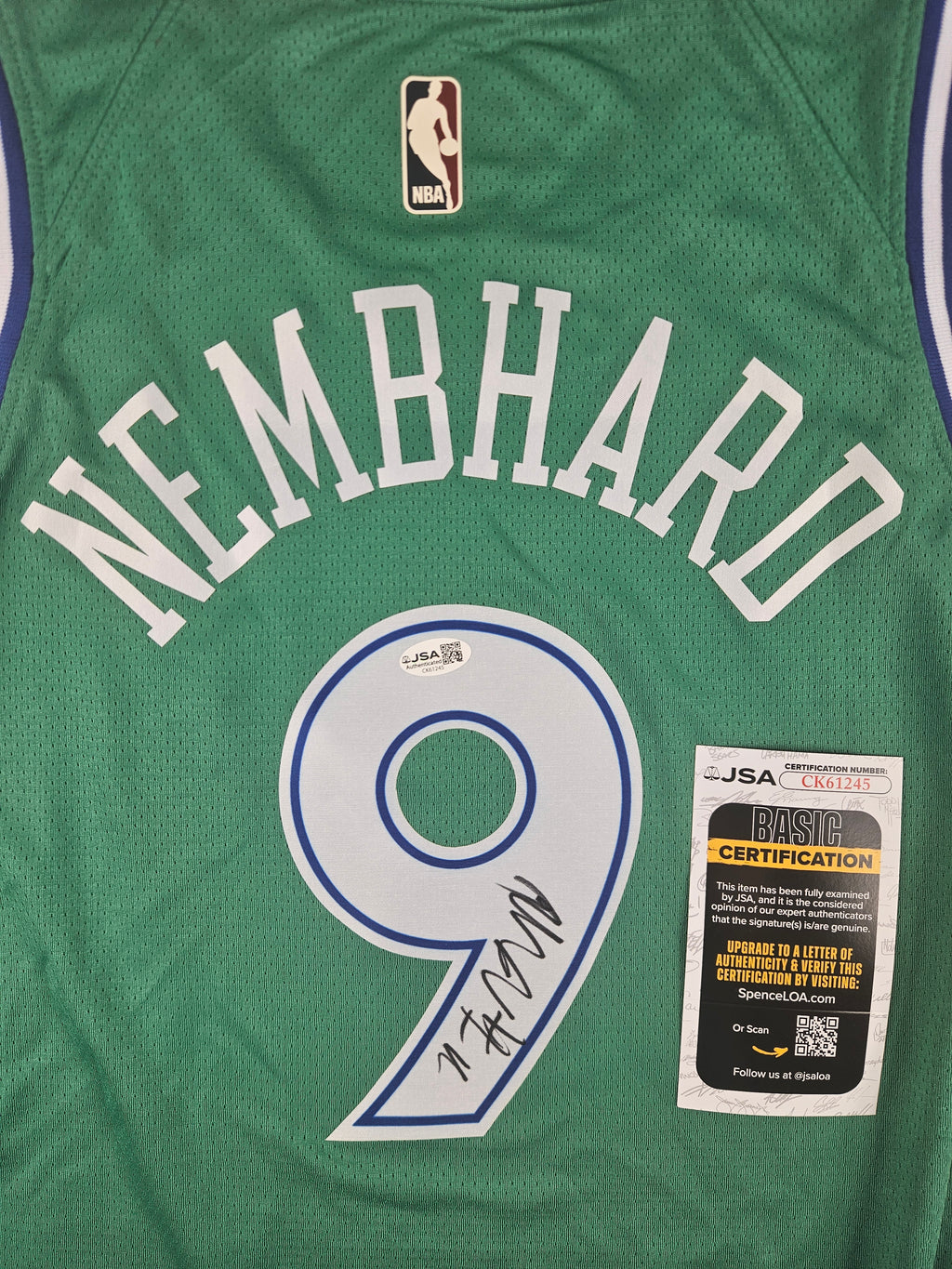 Ryan Nembhard Signed Autographed Dallas Mavericks Green Jersey JSA COA