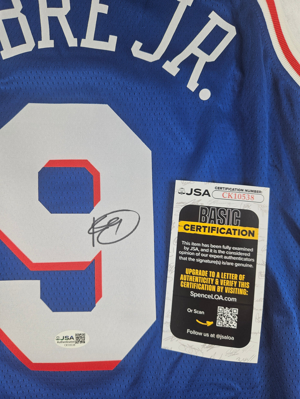 Kelly Oubre Jr Signed Autographed Philadelphia 76ers Blue Jersey JSA COA