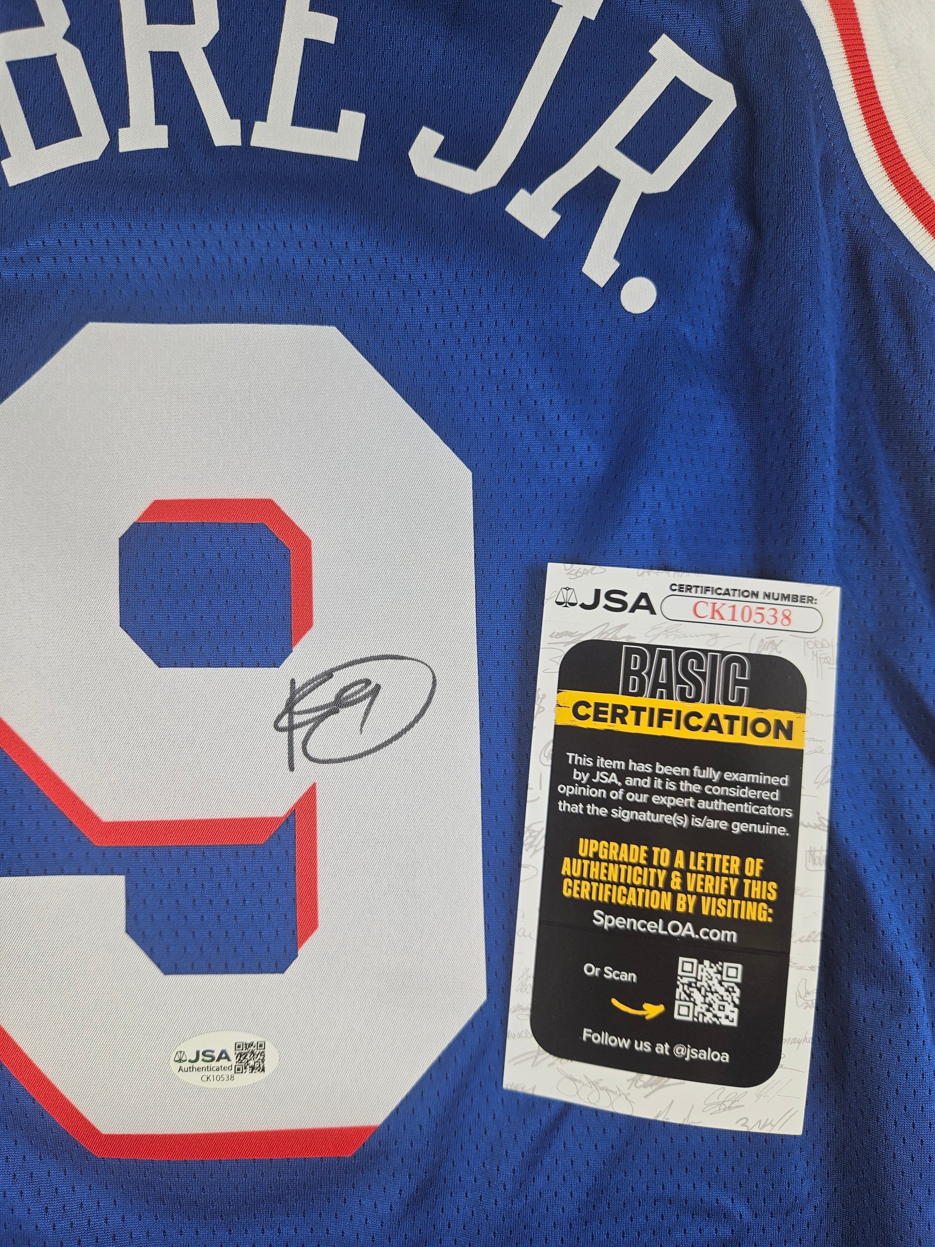 Kelly Oubre Jr Signed Autographed Philadelphia 76ers Blue Jersey JSA COA