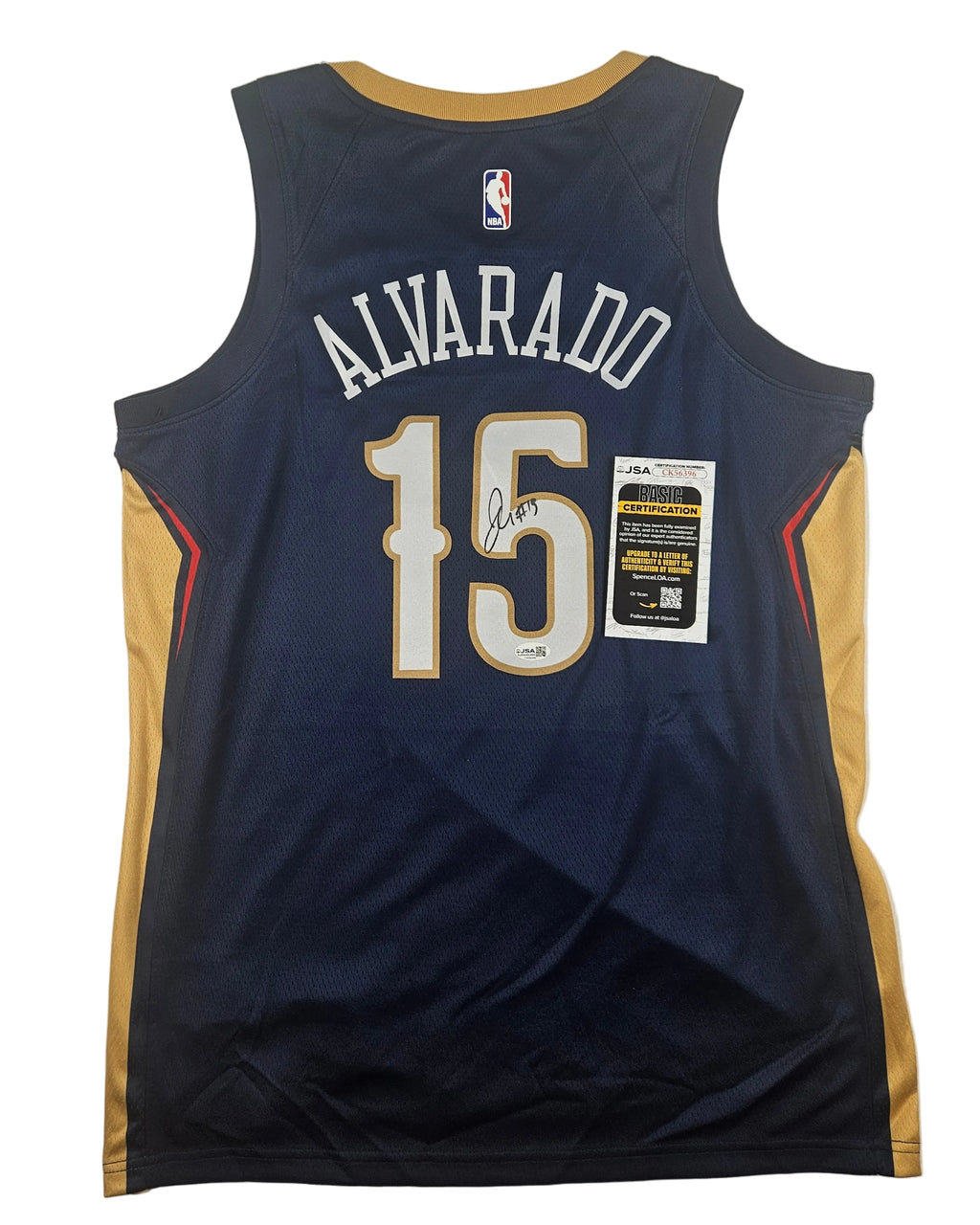 Jose Alvarado Signed Autographed New Orleans Pelicans Jersey JSA COA