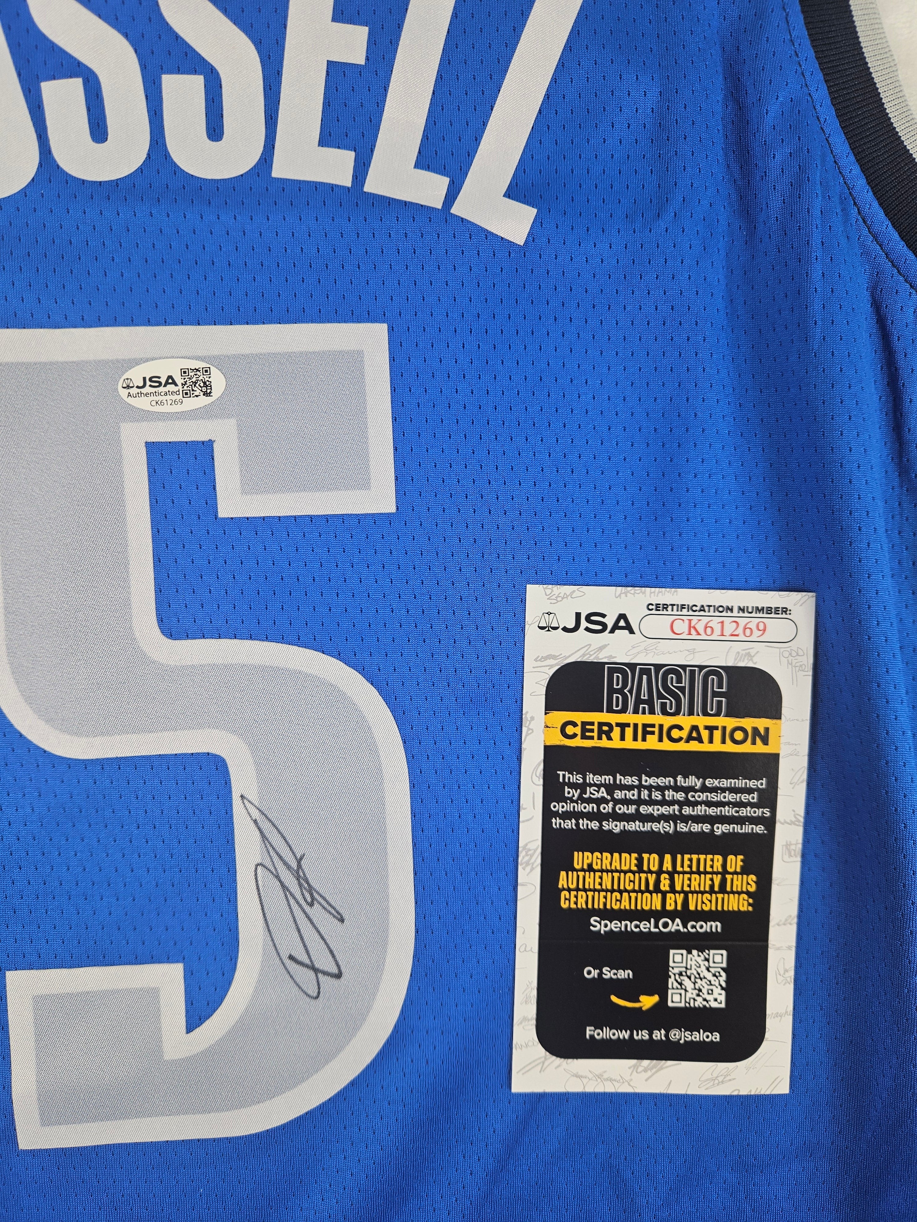 D'Angelo Russell Signed Autographed Dallas Mavericks Jersey JSA COA