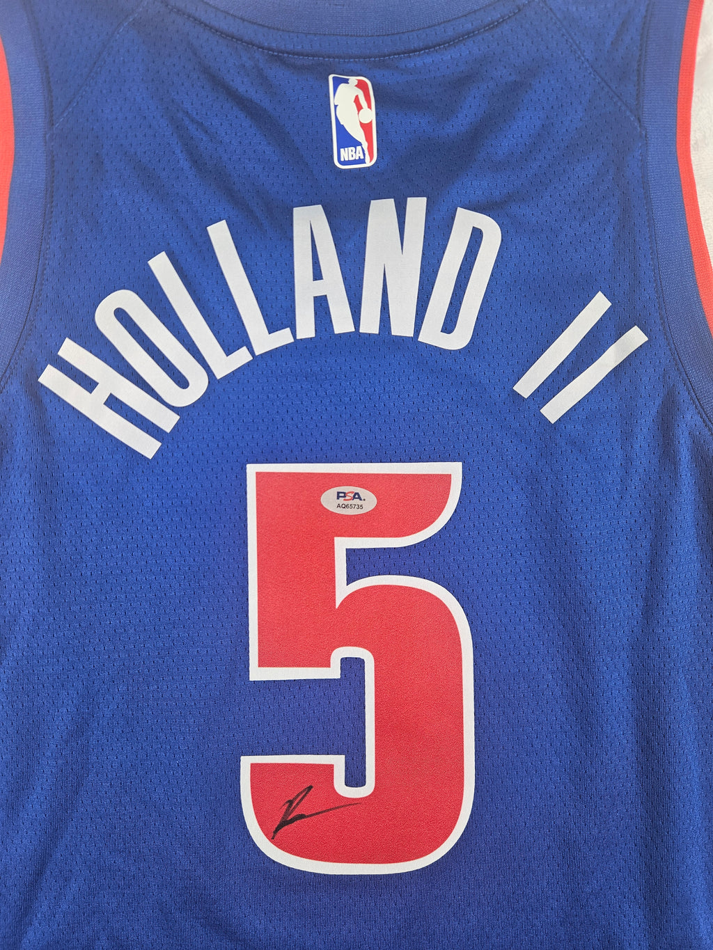 Ron Holland Signed Autographed Detroit Pistons Blue Jersey PSA Certified