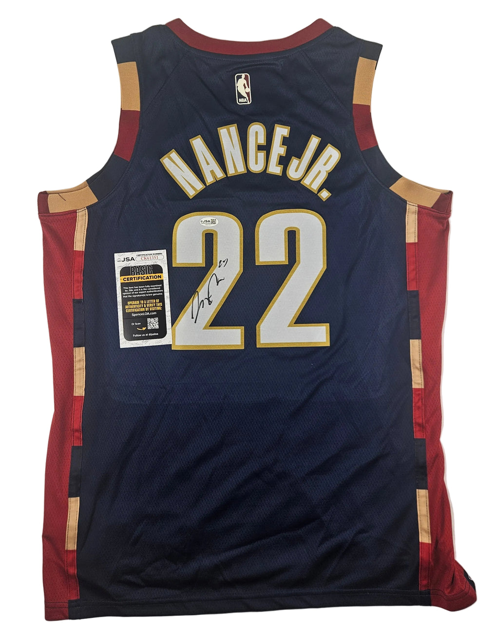 Larry Nance Jr Signed Autographed Cleveland Cavaliers Blue Jersey JSA COA