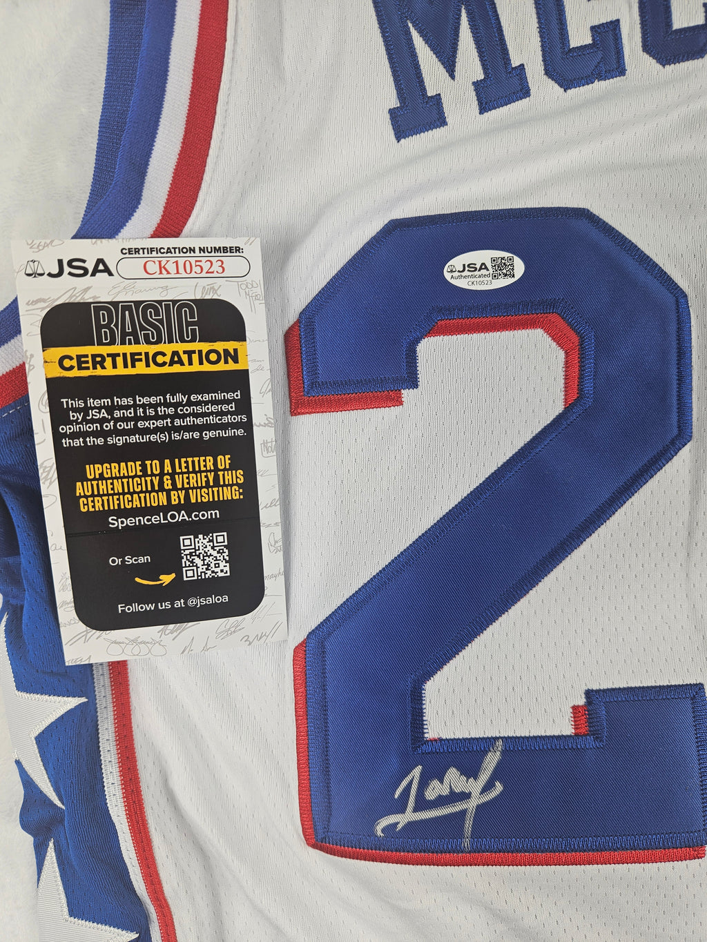 Jared McCain Signed Autographed Philadelphia 76ers Jersey JSA COA