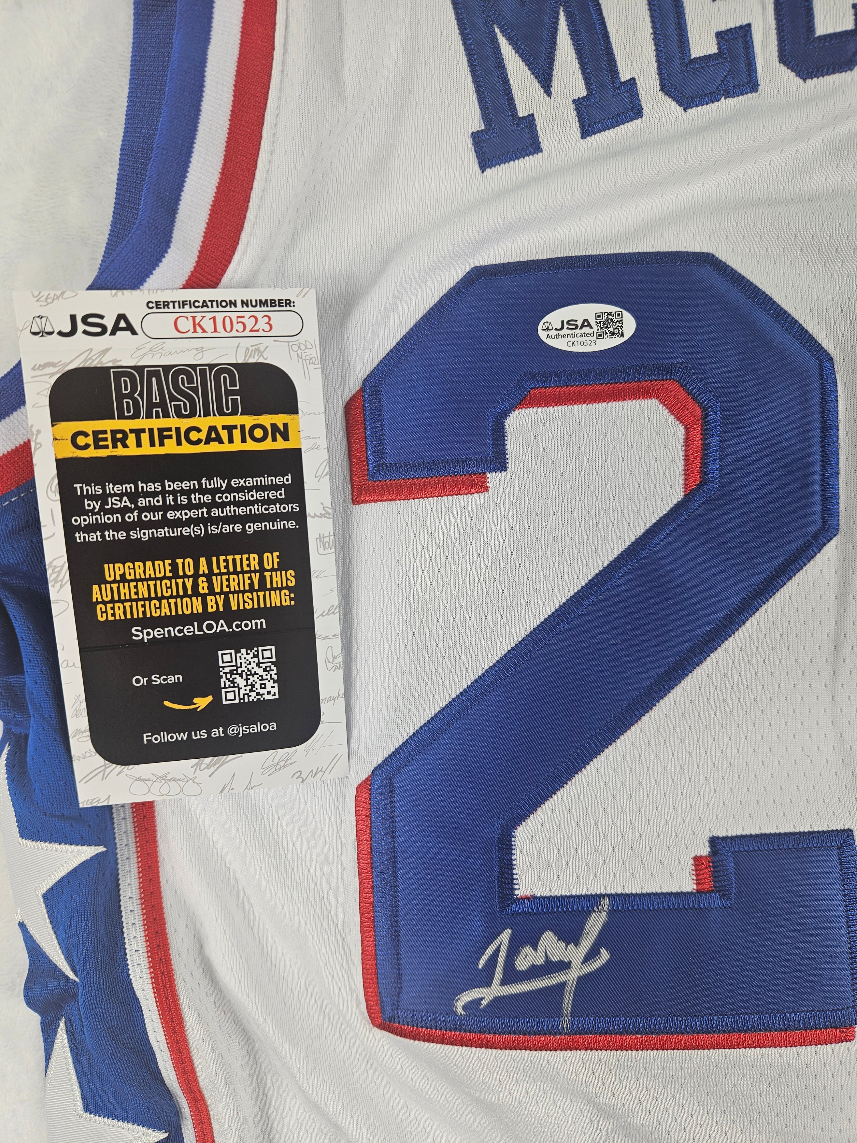 Jared McCain Signed Autographed Philadelphia 76ers Jersey JSA COA