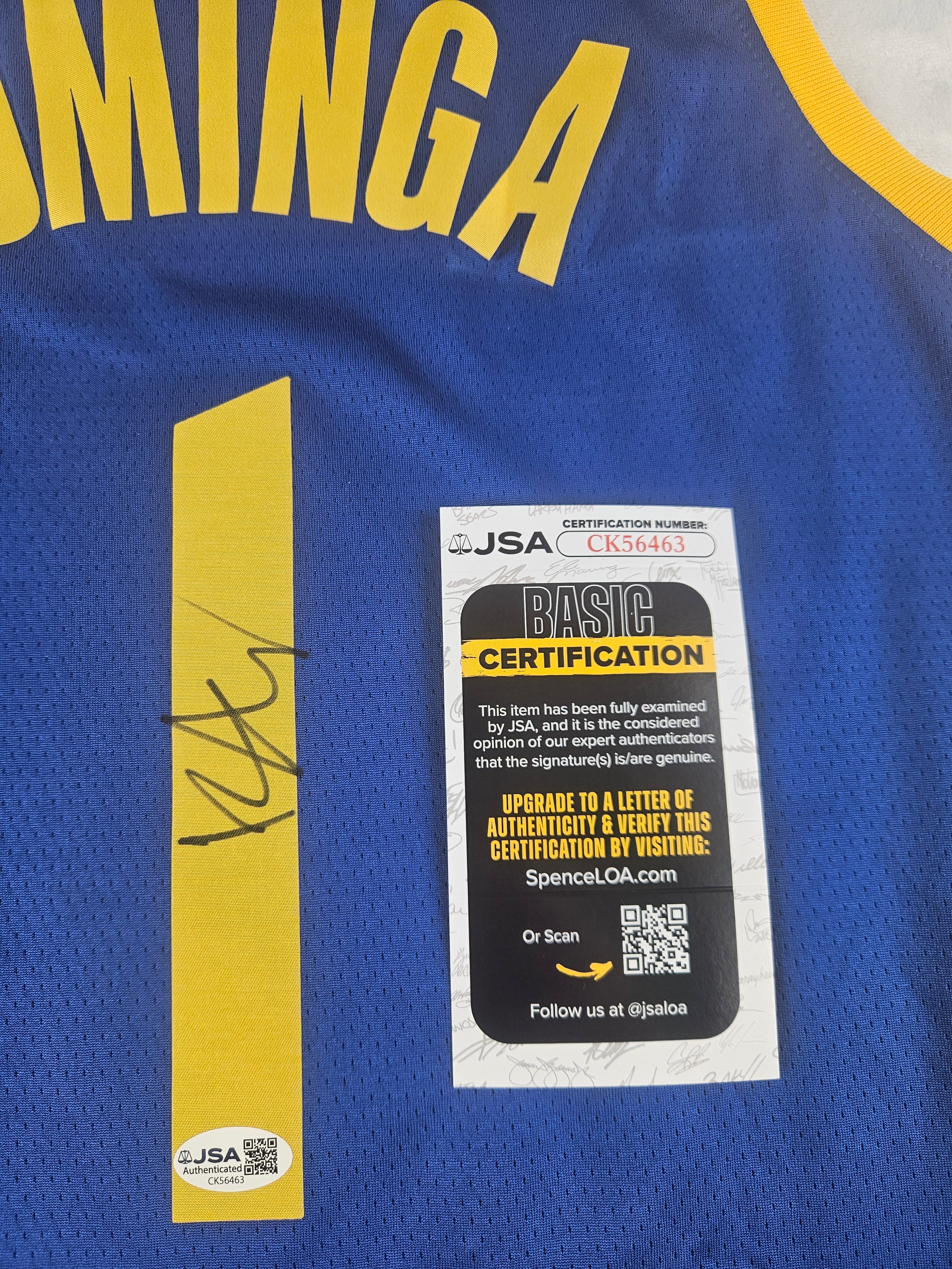 Jonathan Kuminga Signed Autograph Golden State Warriors Jersey JSA COA