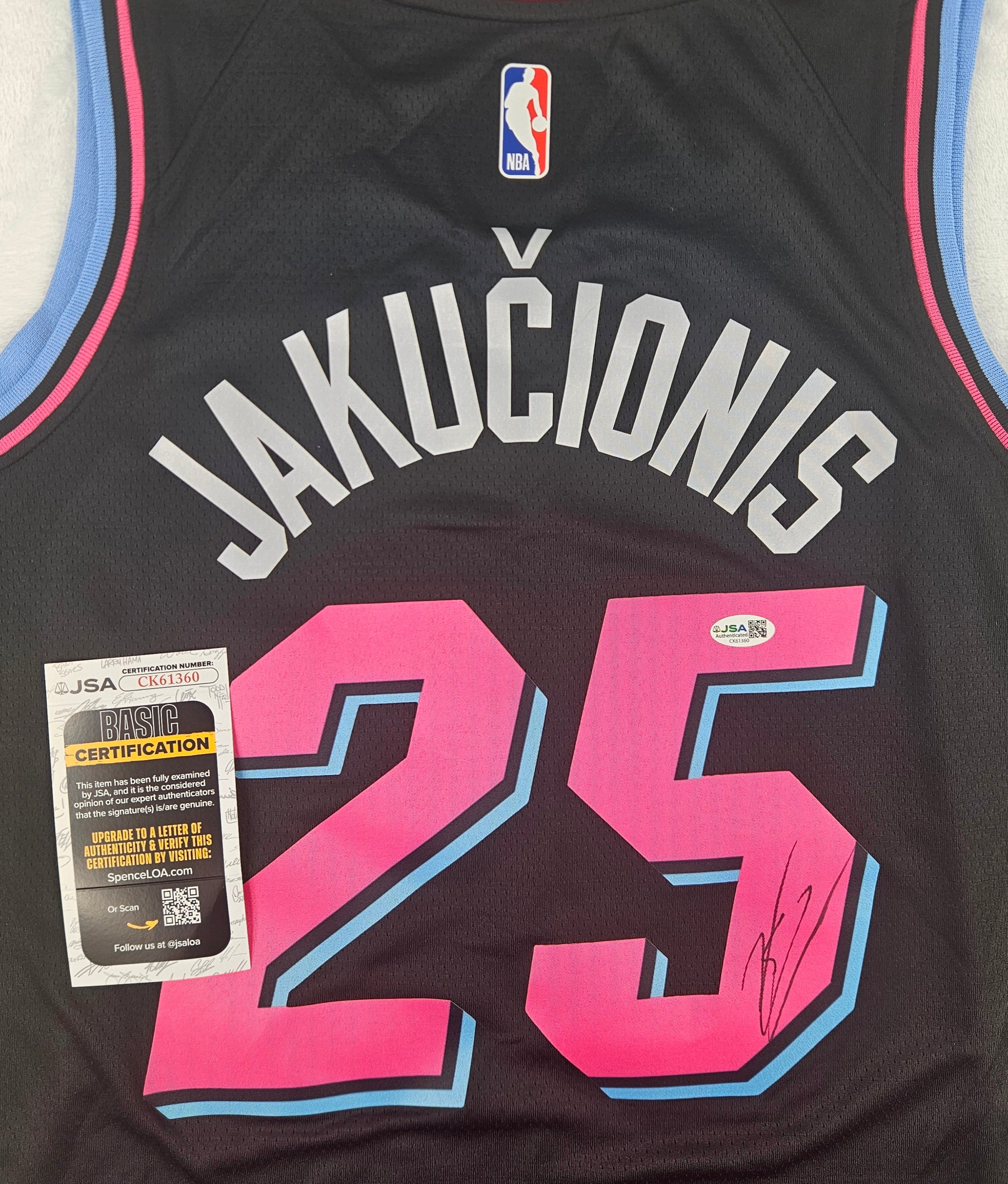 Kasparas Jakucionis Signed Autographed Miami Heat Jersey JSA COA
