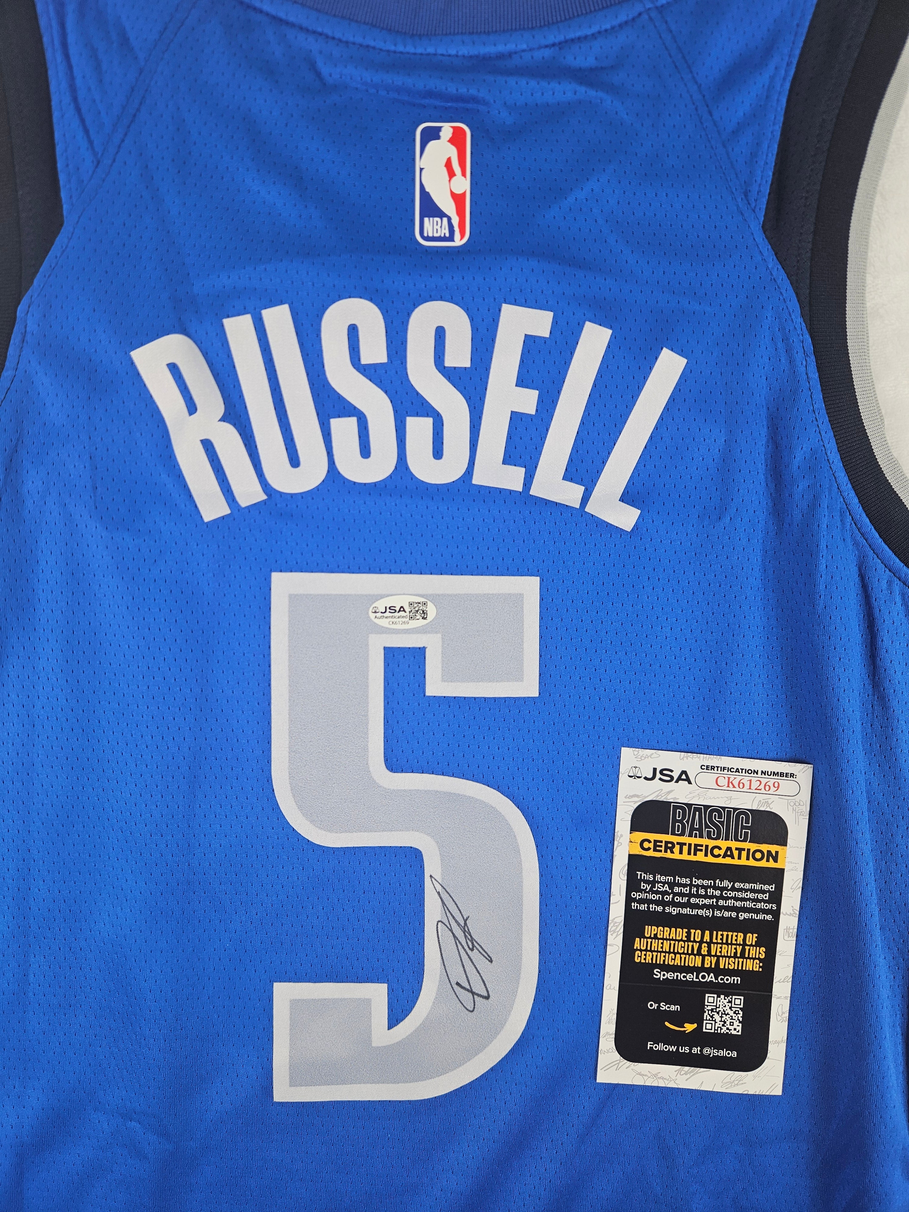 D'Angelo Russell Signed Autographed Dallas Mavericks Jersey JSA COA