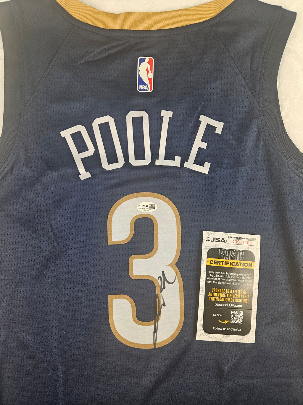 Jordan Poole Signed Autographed New Orleans Pelicans Blue Jersey JSA COA