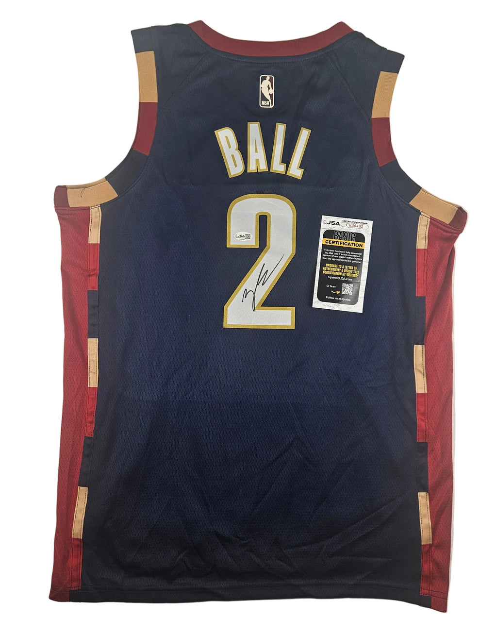 Lonzo Ball Signed Autographed Cleveland Cavaliers Jersey JSA COA