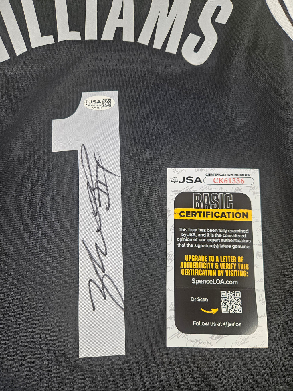Ziaire Williams Signed Autographed Jersey Brooklyn Nets JSA COA