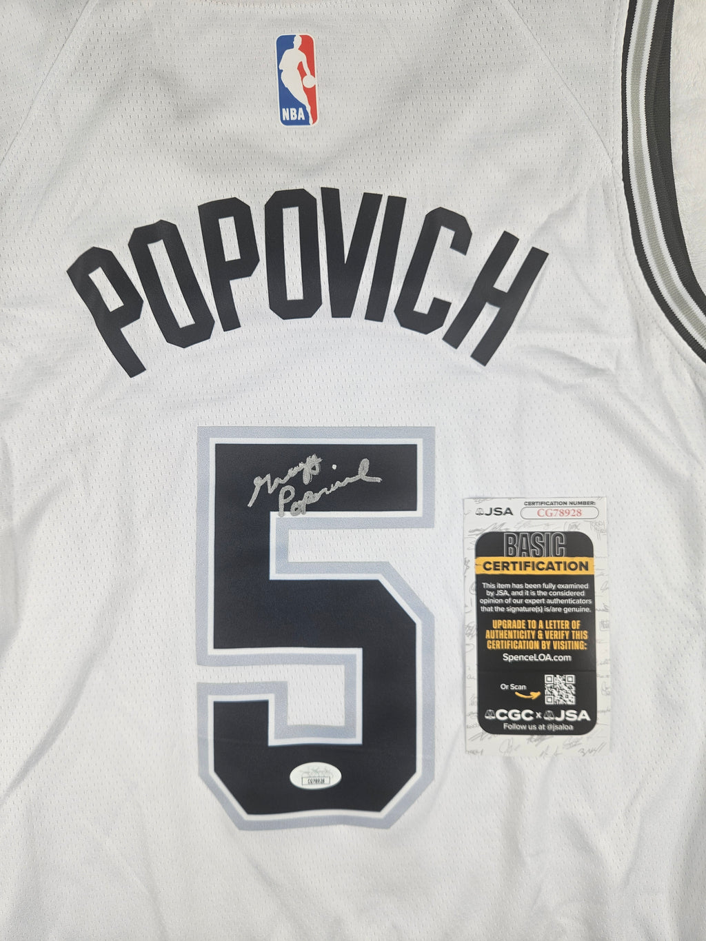 Gregg Popovich Signed Autographed San Antonio Spurs Jersey JSA COA