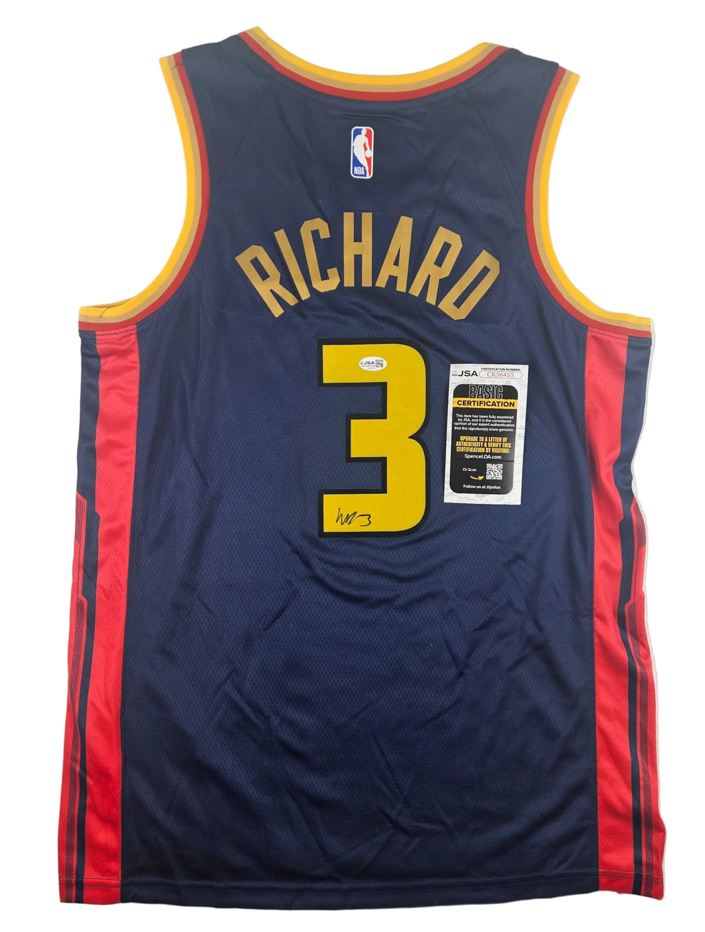 Will Richard Signed Autograph Golden State Warriors Dark Blue Jersey JSA COA