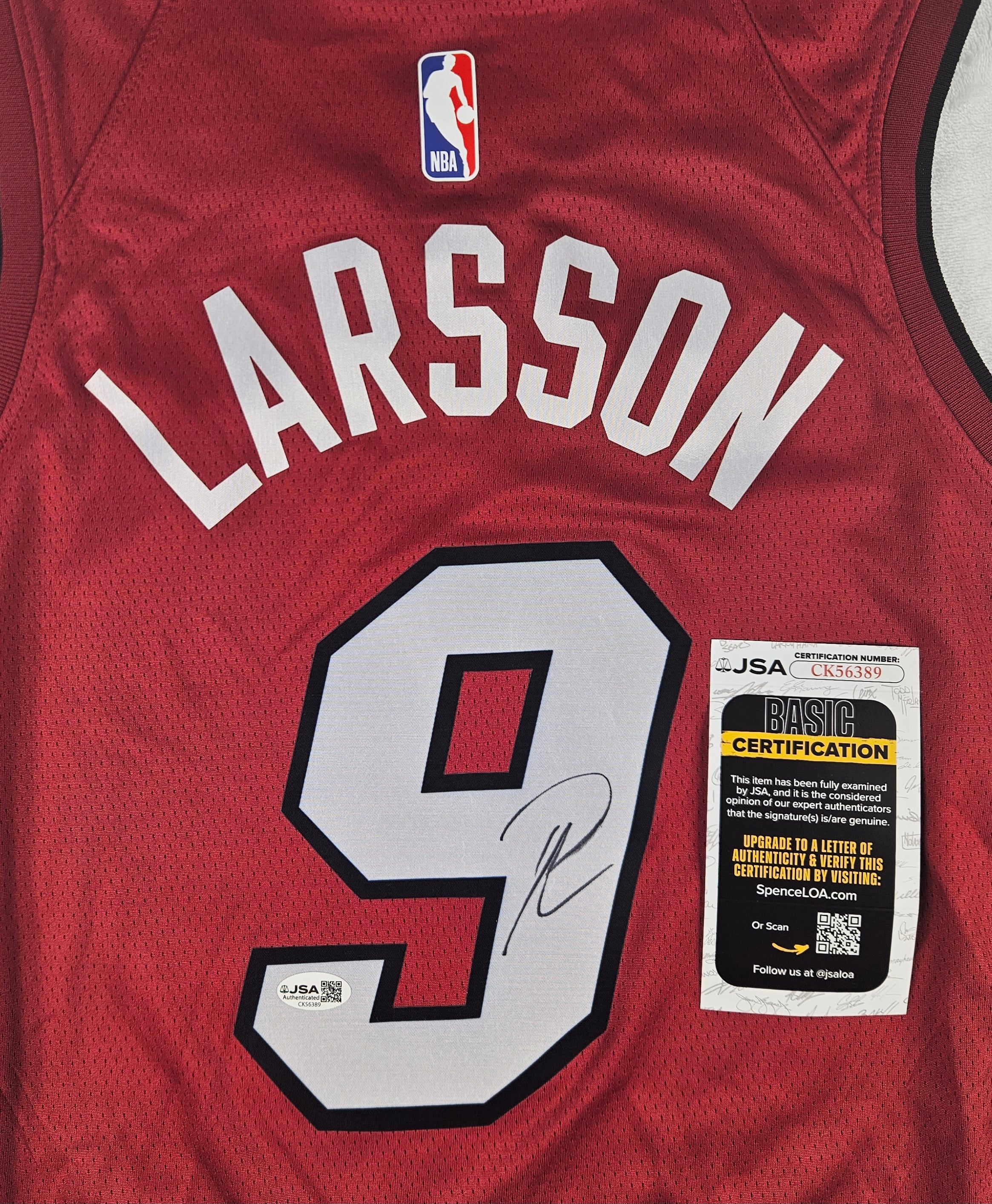 Pelle Larsson Signed Autographed Miami Heat Jersey JSA COA