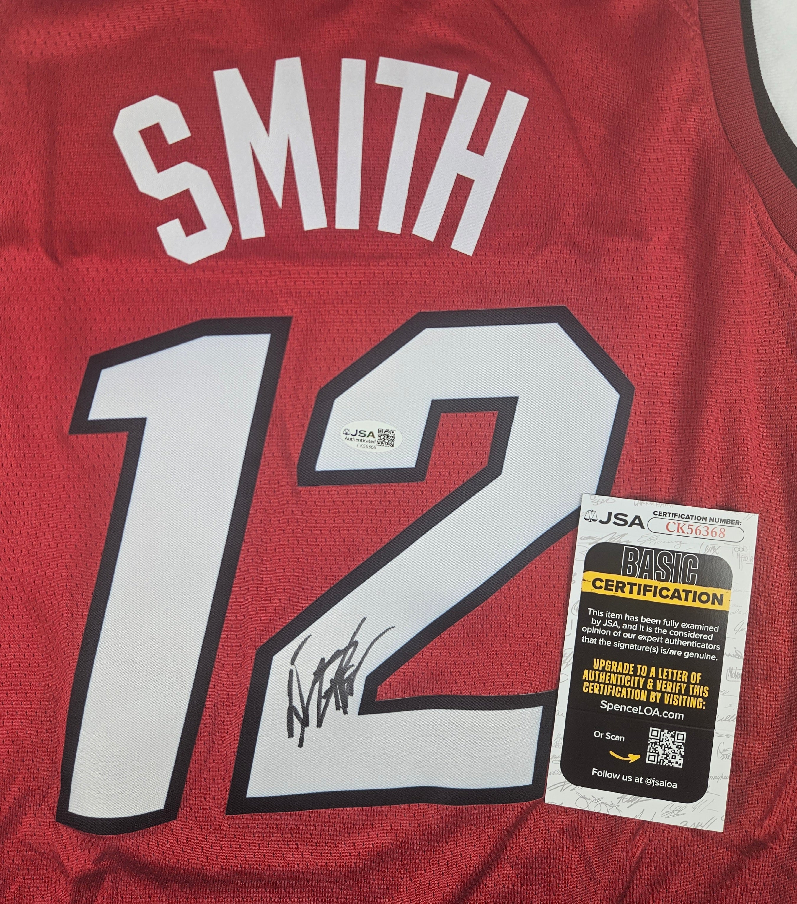 Dru Smith Signed Autographed Miami Heat Red Jersey JSA COA