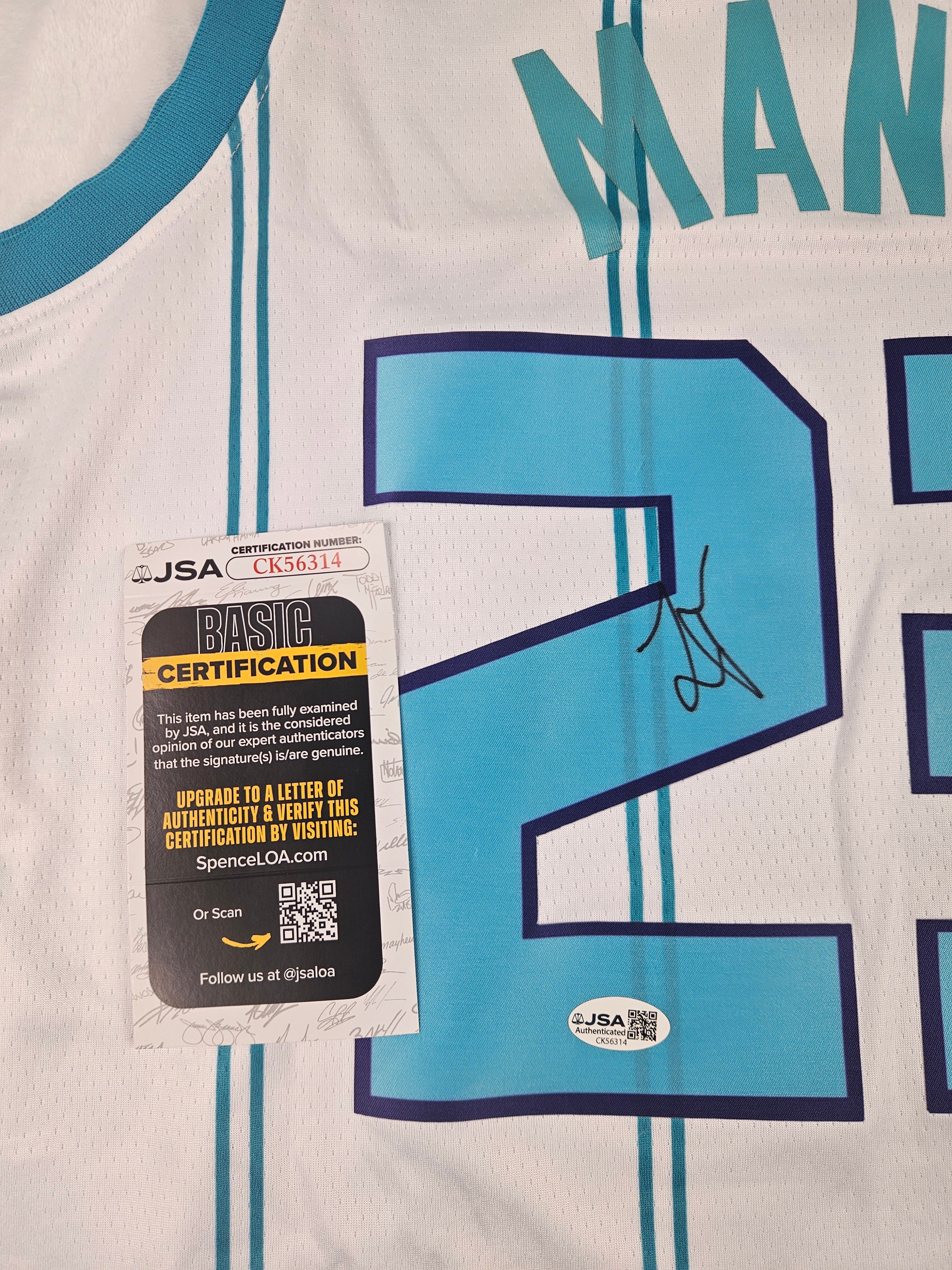 Tre Mann Signed Autographed Charlotte Hornets White Jersey JSA COA