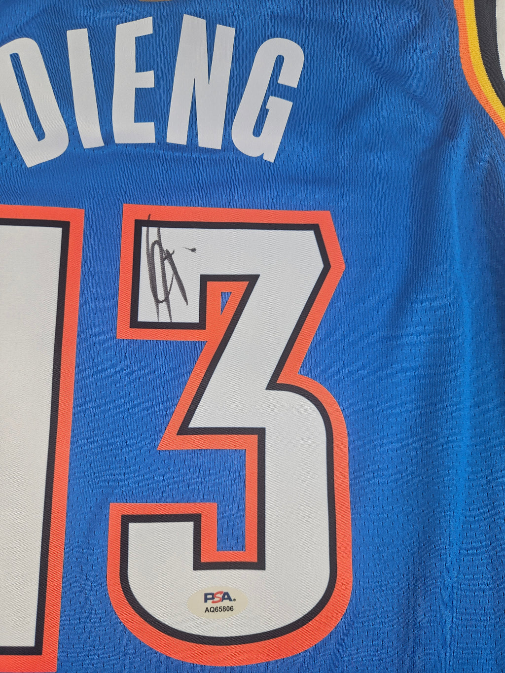 Ousmane Dieng Signed Autographed Oklahoma City Thunder Blue Jersey PSA Certified