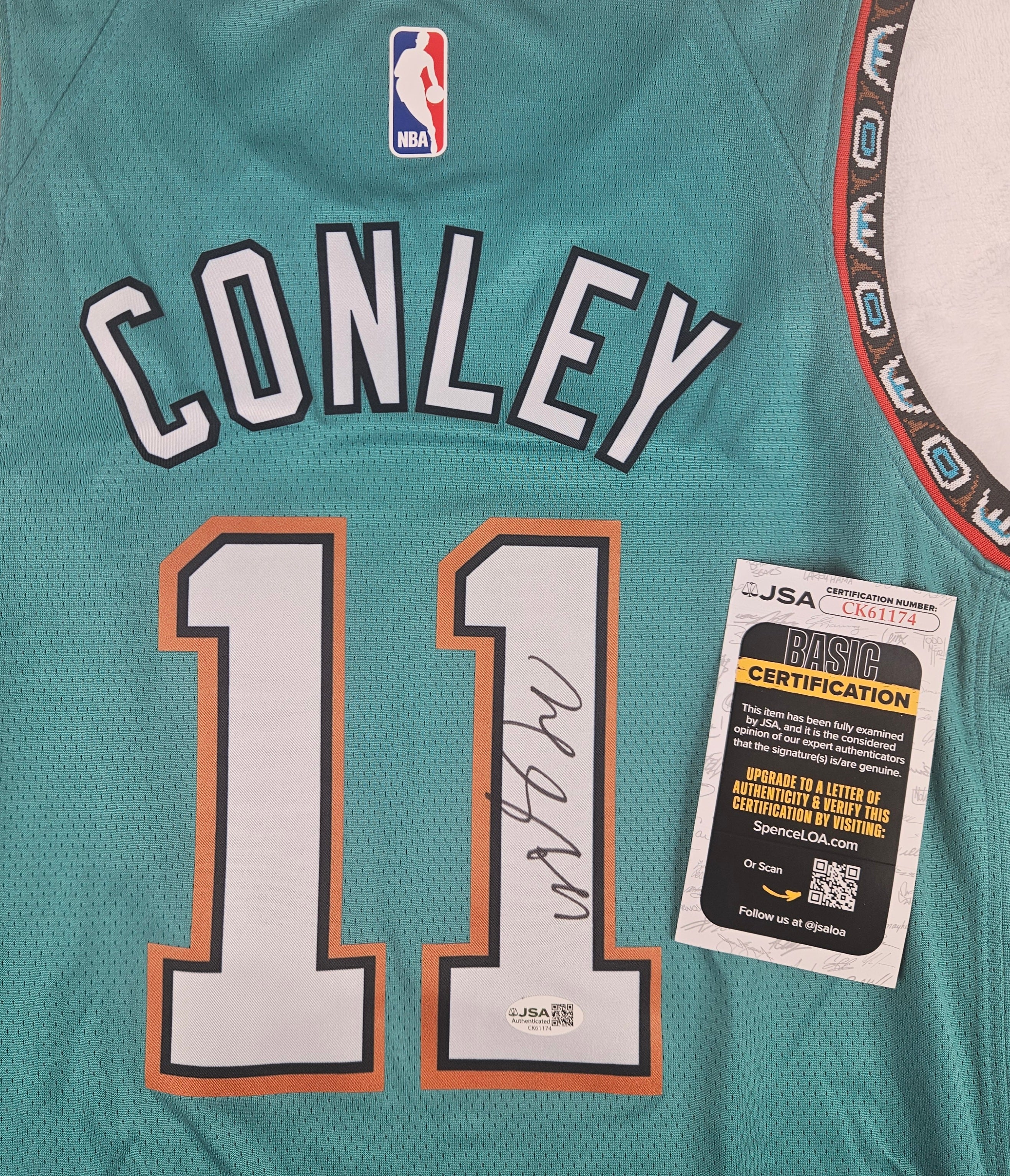 Mike Conley Signed Autographed Vancouver Grizzlies Jersey JSA COA