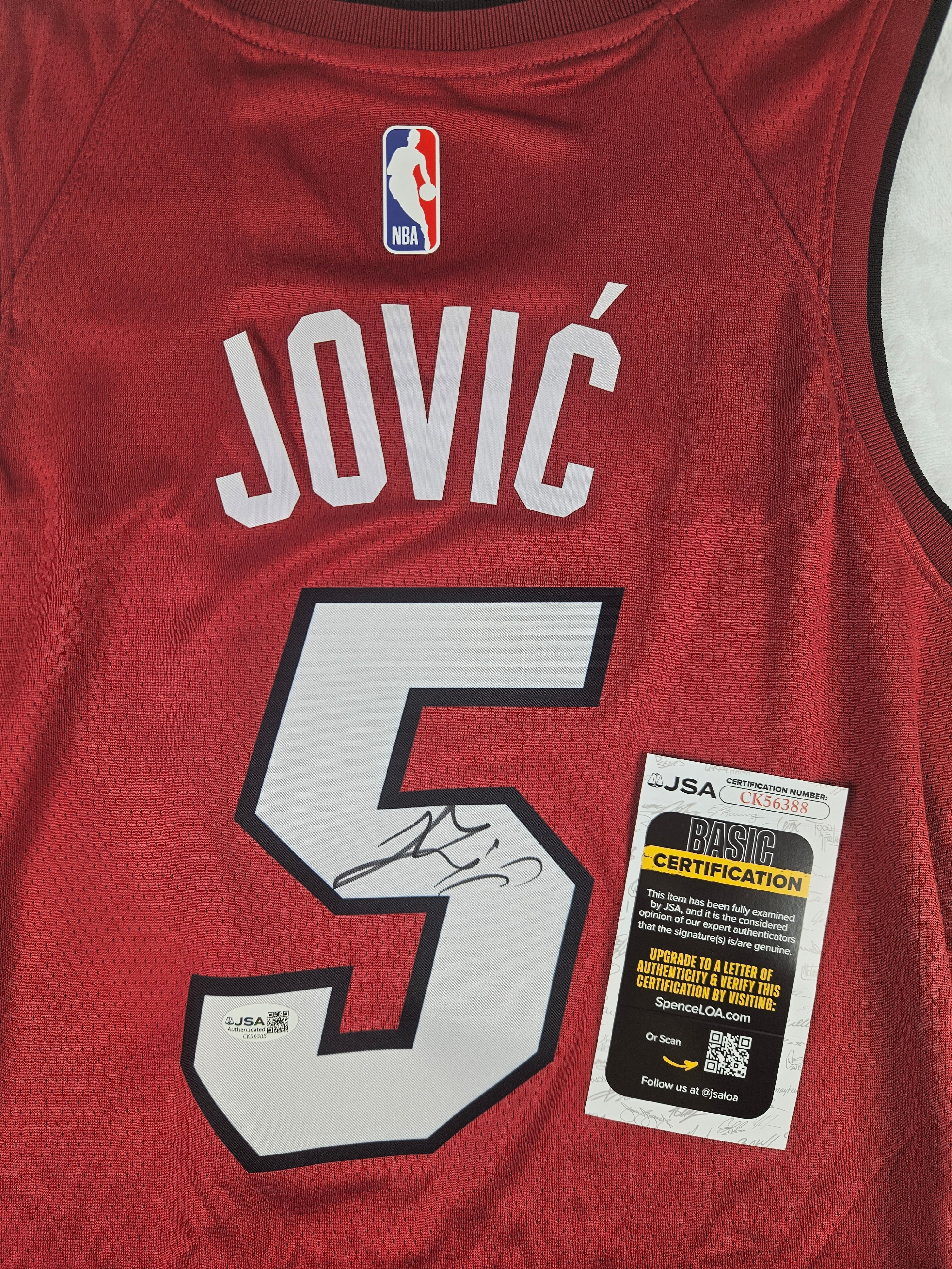 Nikola Jovic Signed Autographed Miami Heat Red Jersey JSA COA