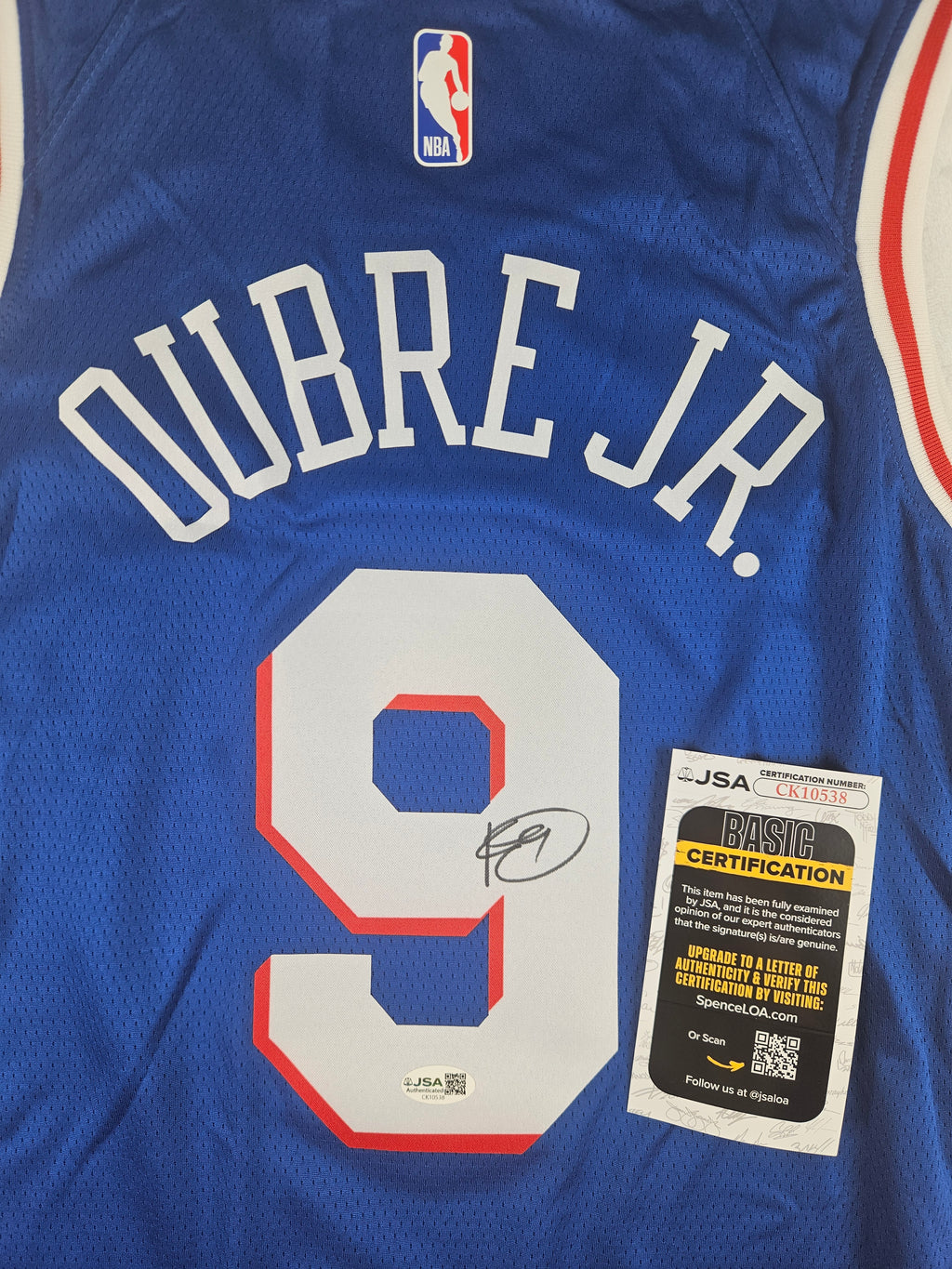 Kelly Oubre Jr Signed Autographed Philadelphia 76ers Blue Jersey JSA COA